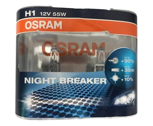 Bombillos Halógenos H1 12v 55w Night Breaker Osram 90% +35m 