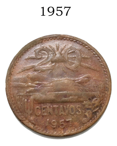 20 Monedas Antiguas De 20 Centavos Cobre Teotihuacán 1950 (Usado)