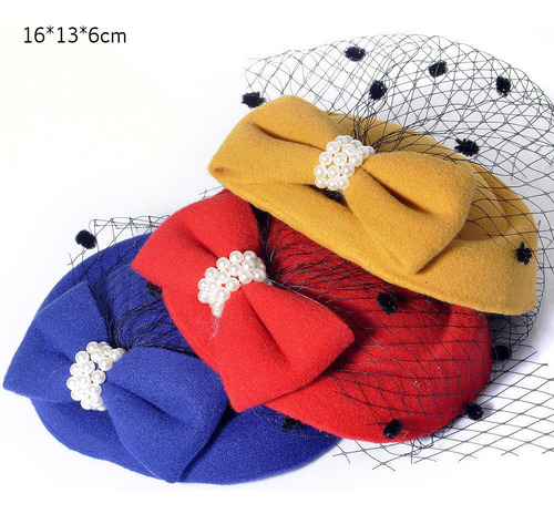 Gorro Bowknot Veil Fascinator Hair Pillbox Para Mujer, Sombr