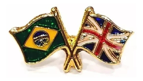 Kit 5 Bótom Pim Bandeira Brasil X Reino Unido Inglaterra