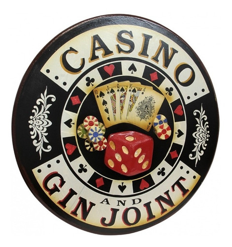 Cuadro En Madera Y Relieve Modelo Ficha Casino 48cm.