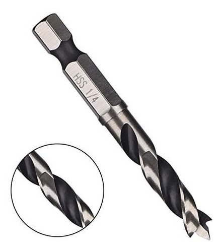 Juego 6 Broca Brad Point 1 4 Vastago Hexagonal Para