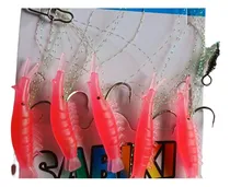 Comprar 10 Iscas Artificiais Camarão Sabiki Em Chicote De Pesca Rosa