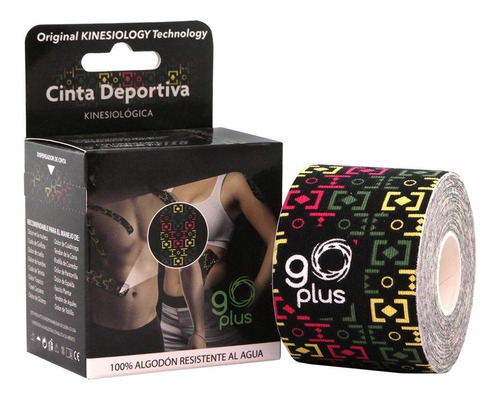 Imagen 4 de 5 de Cinta Kinesiológica Negra Diseño Go Plus 5m