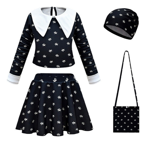 Traje De Baño Wednesday Addams Para Niñas Disfraz Cosplay