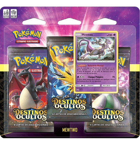 Pokemon Cartas - Destinos Ocultos - Mewtwo - Blister Triplo