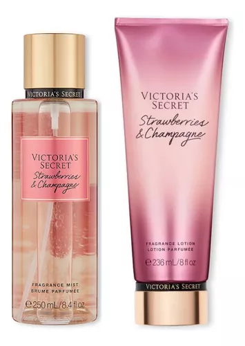 Kit Victorias Secret Body Mist Lotion Strawberries Champagne