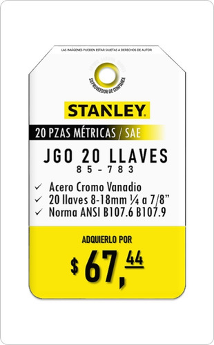 Imagen 3 de 3 de Juego De 20 Llaves Combinadas Stanley 85-783 Mm/sae