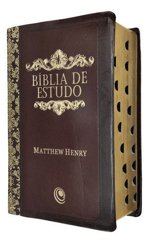 Bíblia De Estudo Matthew Henry Luxo Vinho Com Índice Central