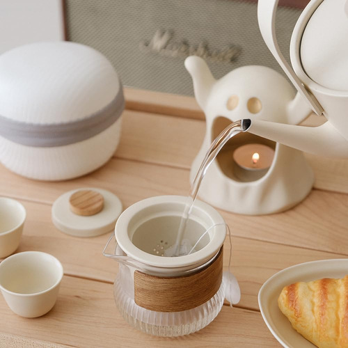 Juego De Tetera De Vidrio Infusor Colar Té De Hojas Su...