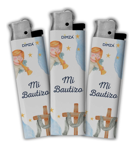 50 Recuerdo Encendedor Para Fiesta De Bautizo Modelo Azul 2