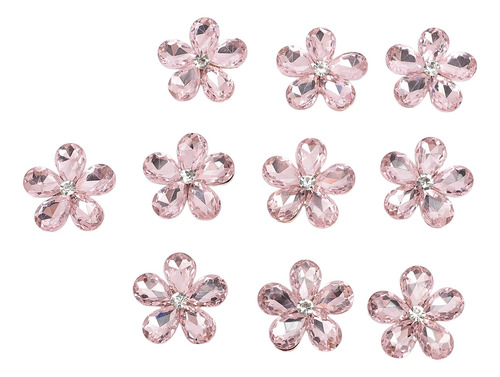 10 Unidades De Diamantes De Imitación Con Forma De Flor Para