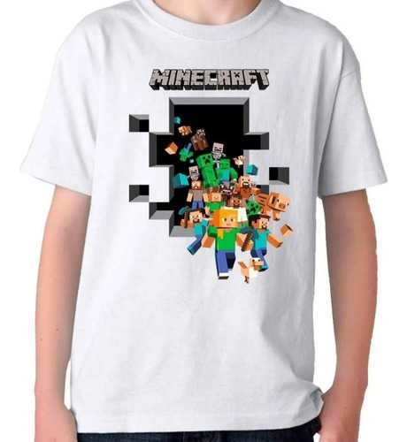 Remera Camiseta Algodon Minecraft En Varios Colores