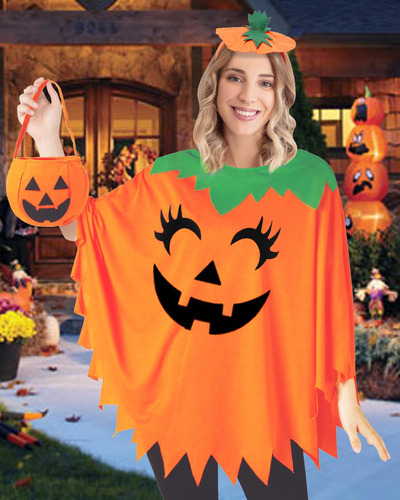 3 Pcs Juego Disfraz Calabaza De Halloween Para Mujer,