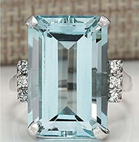 Vintage Mujer 925 Plata Aguamarina Anillo De Piedras Precios