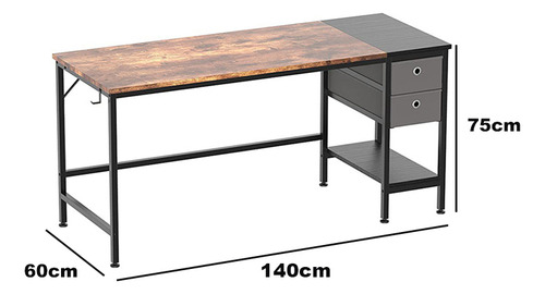 Escritorio De 47 Pulgadas Con Imitación De Madera Y Cajones Heaimo