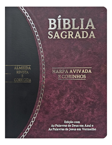Bíblia Sagrada Slim Grande | Rc | Letra Grande | Harpa Avivada E Corinhos | Vinho E Preto, De Almeida Revista E Corrigida., Vol. 1. Editorial Cpp, Tapa Mole En Português