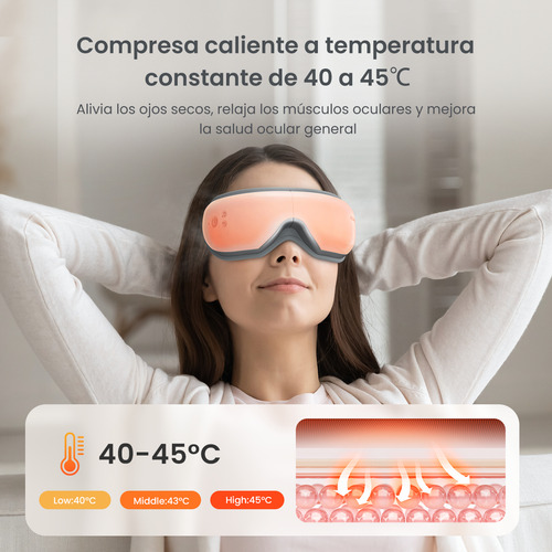 Masajeador de ojos Renpho con control por aplicación masajeador facial para aliviar la migraña máscara de sueño con función de masaje y modo hazlo tú mismo