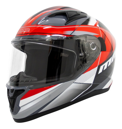 Imagen 4 de 10 de Casco Moto Integral Speed Razor Mac Gris Blanco Rojo Gloss