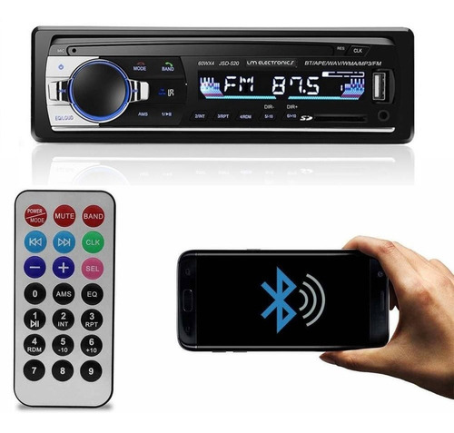 Imagem 1 de 6 de Radio Automotivo Bluetooth Usb Mp3 Player Controle Sd Faz Ligação Chamada Fm Aparelho De Som 4x 60w Potente Rca Lm Elect
