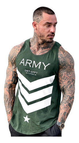 Regata Masculina Diet Sport Fit Army Treino E Sair