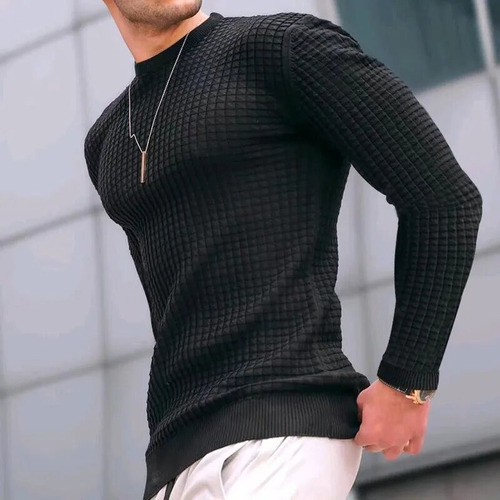 Camiseta Casual A Cuadros Texturizada Para Hombre Wear O, Ca