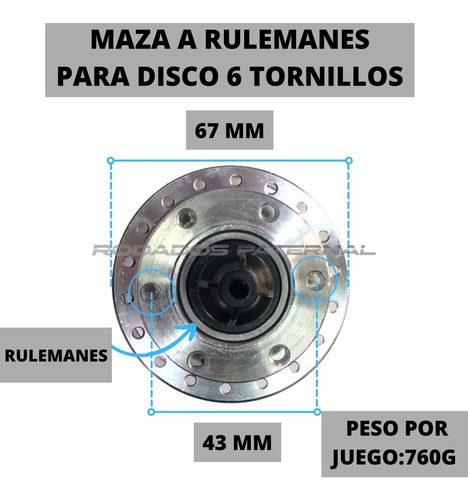 Imagen 3 de 7 de Juego Maza Ruleman C/cierre Para Disco C/tornillos 36 Rayos