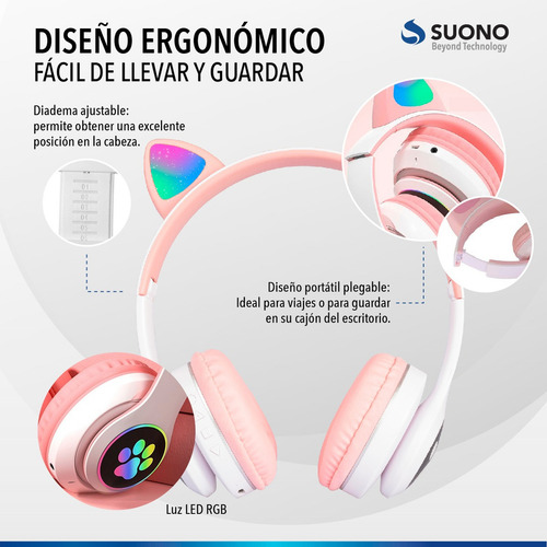 Auriculares Inalambricos Bluetooth Recargable Flexible Radio Color Violeta