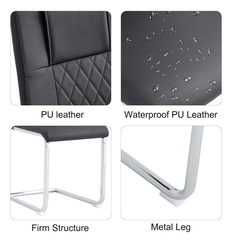 Dining Chairs Faux Leather High Back Armless Chrome Legs
