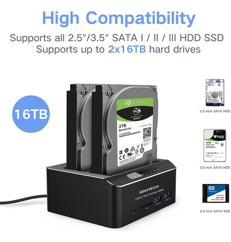 Estacion De Acoplamiento Disco Duro, Ssd Sata Hdd 2.5 Y 3.5