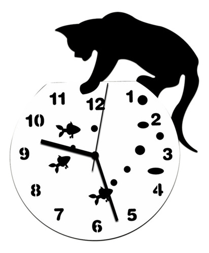 Reloj De Pared Acrílico Con Diseño Moderno De Gato Travieso