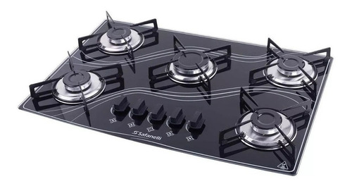 Imagem 2 de 3 de Fogão cooktop gás Safanelli Lines 5 bocas preto 127V/220V