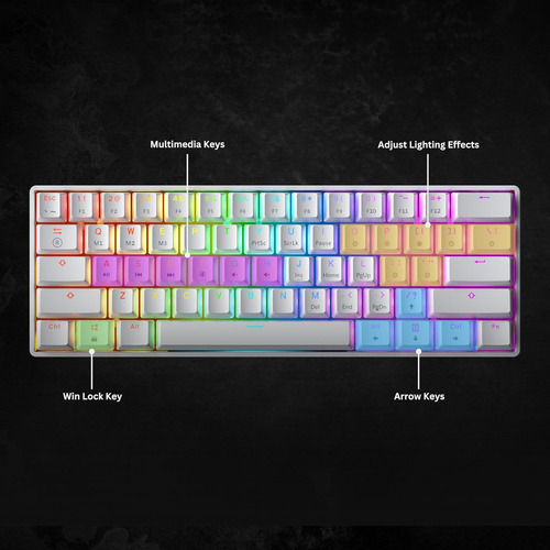 Teclado De Juegos Mecánicos Gk61 - 61 Teclas Multi Color Rgb