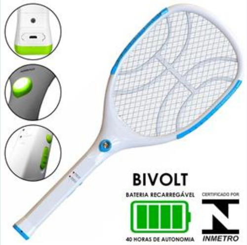 Raquete Elétrica Original Nsbao Com Lanterna Mata Mosquito