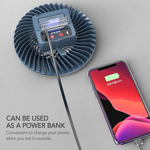 . Mini Ventilador Portátil For Acampar Con Linterna Led