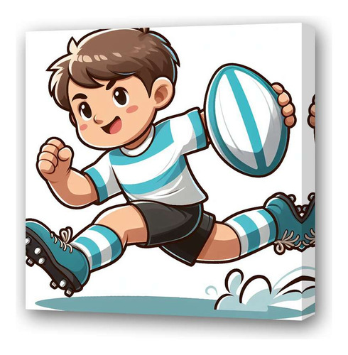 Cuadro 45x45cm Nene Rugby Corriendo Con Pelota Play
