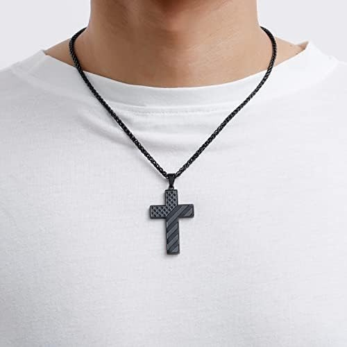 S Duodiner Collar De Cruz Negra For Hombres Y Niños, Cadena