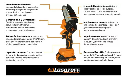 Electrosierra Inalámbrica Lusqtoff Mml40-9bk 2 Baterías 18v