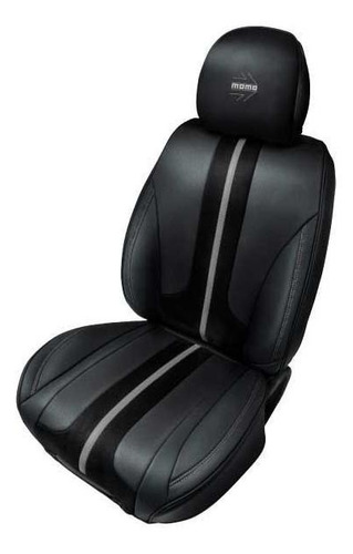 Cubreasiento Individual Auto Ecocuero Negro Y Gris Momo