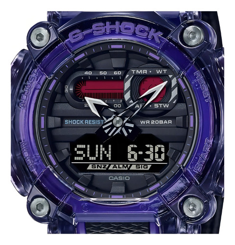Reloj pulsera Casio GA-900TS-6ACR con correa de resina fondo azul