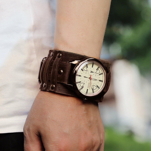 Puntero Reloj Cuero Hombre Marrón Marrón 29,5 Cm