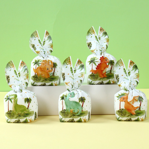50 Bolsas De Dulces Orejas De Conejo Dinosaurio Cumpleaños
