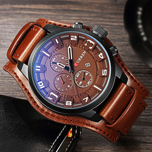 Reloj Curren 8225 Cronografo Marrón Otec Diseño Elegante Funcionalidad Avanzada Y Precision Para El Hombre Moderno