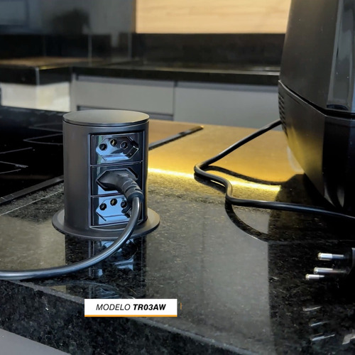 Torre Tomada Automática Indução 3 Tomadas (cabo 4mm) Tr03aw