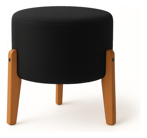 Puff Thor Redondo Suede Conforto E Estilo Preto
