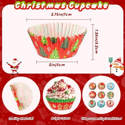 450 Forros Para Magdalenas De Navidad, Papá Noel, Muñeco De