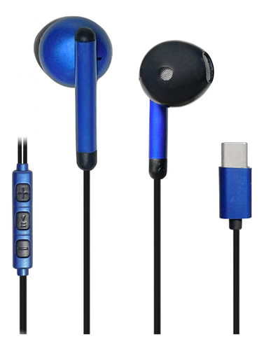 Auriculares Con Cable Tipo C Manos Libres Con Micrófono Color Azul