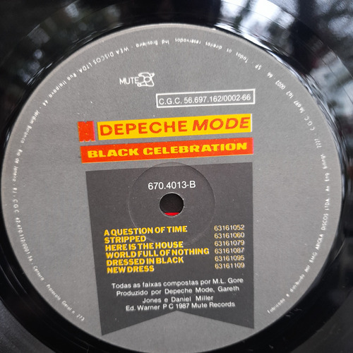 Vinil Lp Depeche Mode Black Celebration, Encarte, Ótimo
