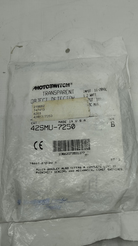 Photoswitch Objetos Transparentes 42smu-7250 Npn 100ma 24v (Usado)