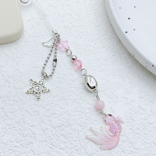 (bk) Pingente De Telefone Fish Star Beaded Phone Charm Feito